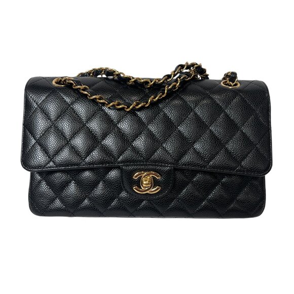 CHANEL Black Quilted Leather Caviar Double Flap Crossbody Timeless Bag Medium - Picture 1 of 15